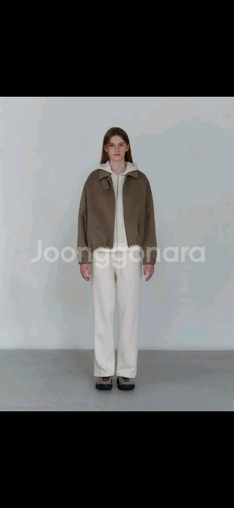 유라고 울 캐시미어 핸드메이드 블루종 자켓 숏코트 점퍼 브라운 FREE--2