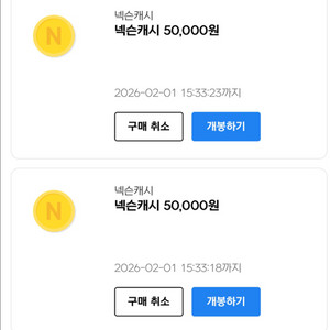 넥슨캐시 5만원권 2매