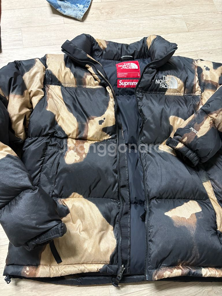 L)슈프림 노스페이스 블리치드 데님 프린트 눕시 자켓 블랙--0