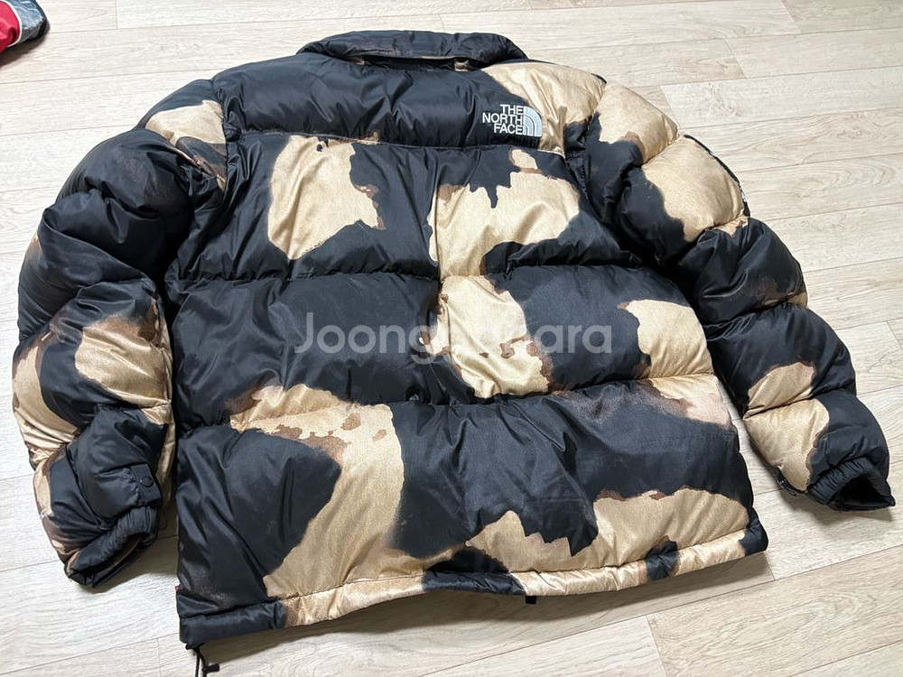 L)슈프림 노스페이스 블리치드 데님 프린트 눕시 자켓 블랙--4