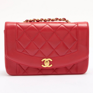 샤넬 빈티지 다이애나 플랩백 램스킨 레드