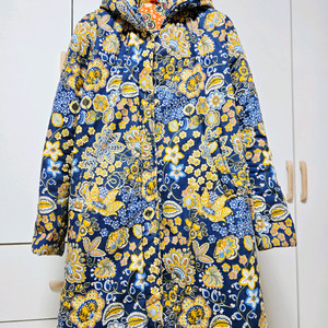 플로럴 패턴 후드 코트