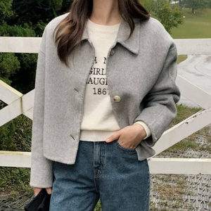 에이블리 이퓨 울 숏코트 핸드메이드 코트 그레이