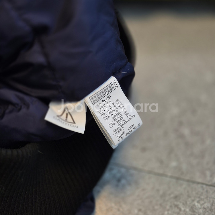 노스페이스 네이비 숏패딩 후드 퍼 점퍼 (여성 85사이즈)--4