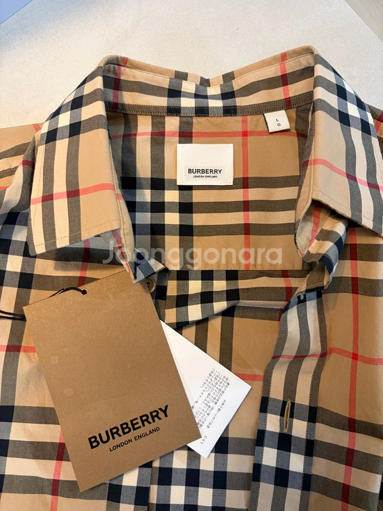 버버리 클래식 포플린 체크셔츠 L--0