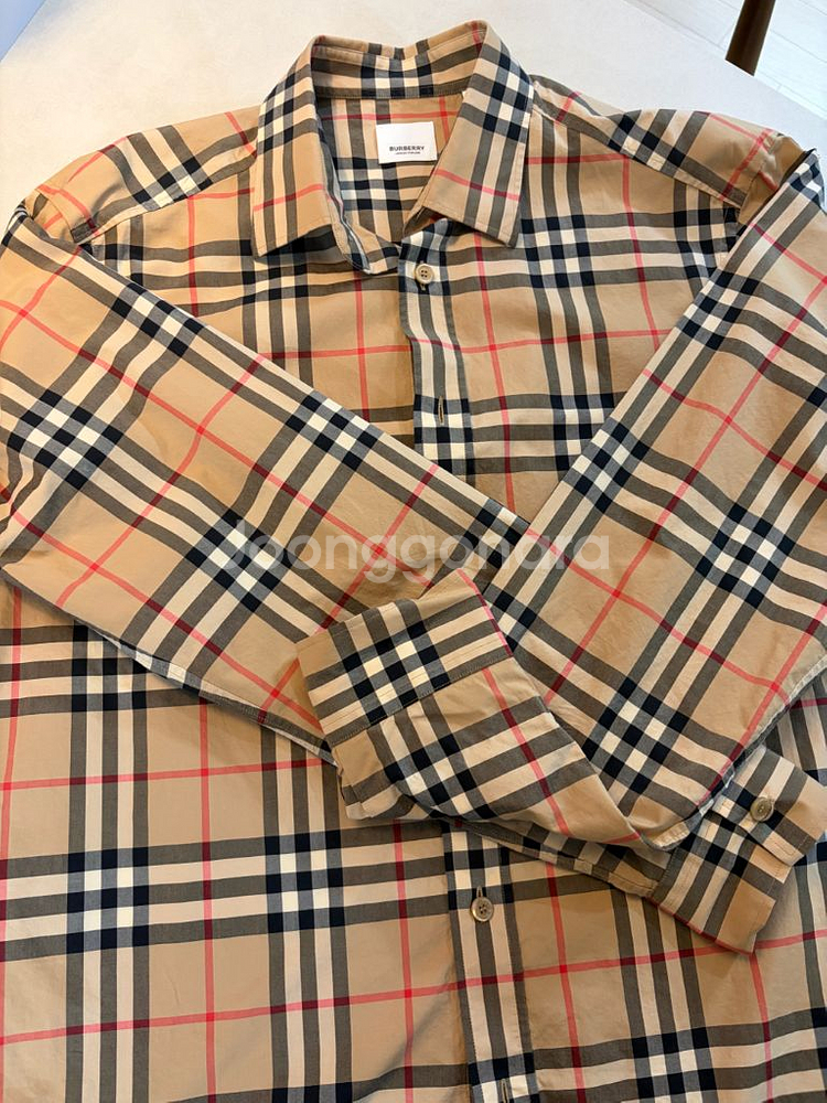 버버리 클래식 포플린 체크셔츠 L--2