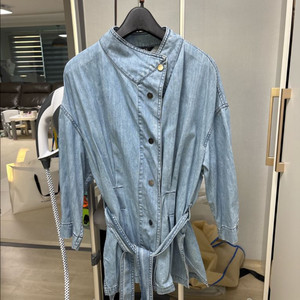 한섬 타임 청자켓 벨트 셔츠 자켓