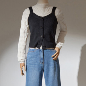 한섬 마인 [새상품] 크링클 니트 탑