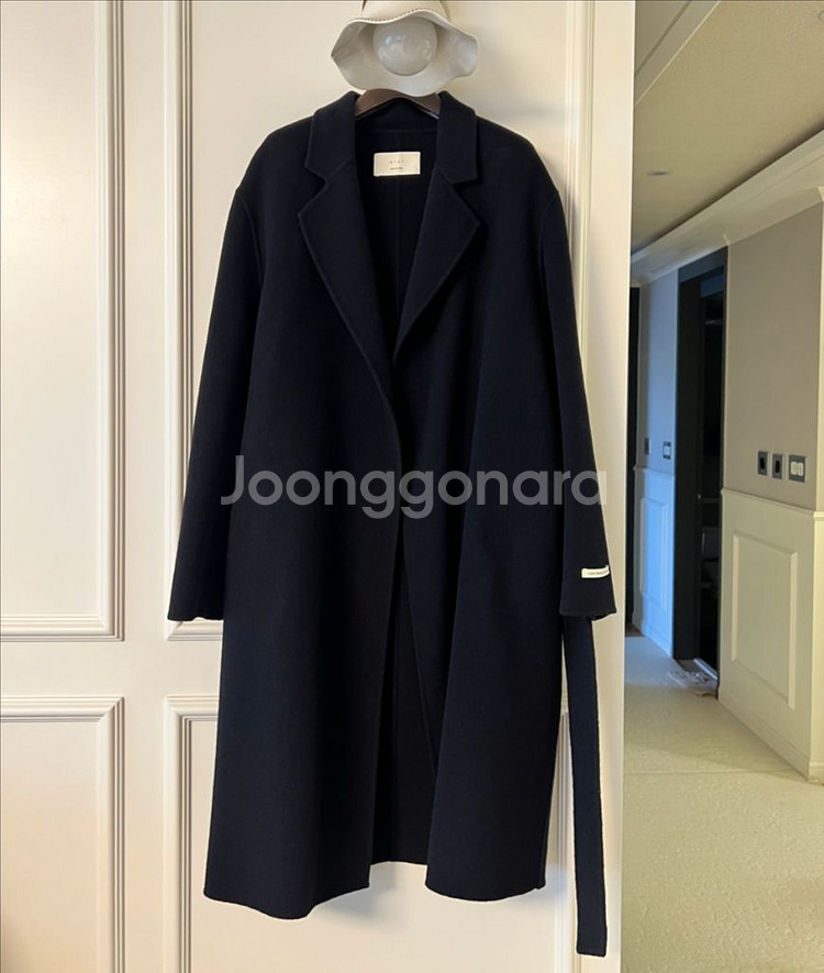 핸드메이드 울 코트 다크 네이비--3