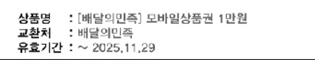 배달의민족 모바일상품권 1만원권--0