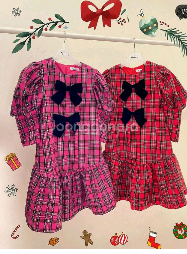 에이리틀 체크 리본 원피스 M--0