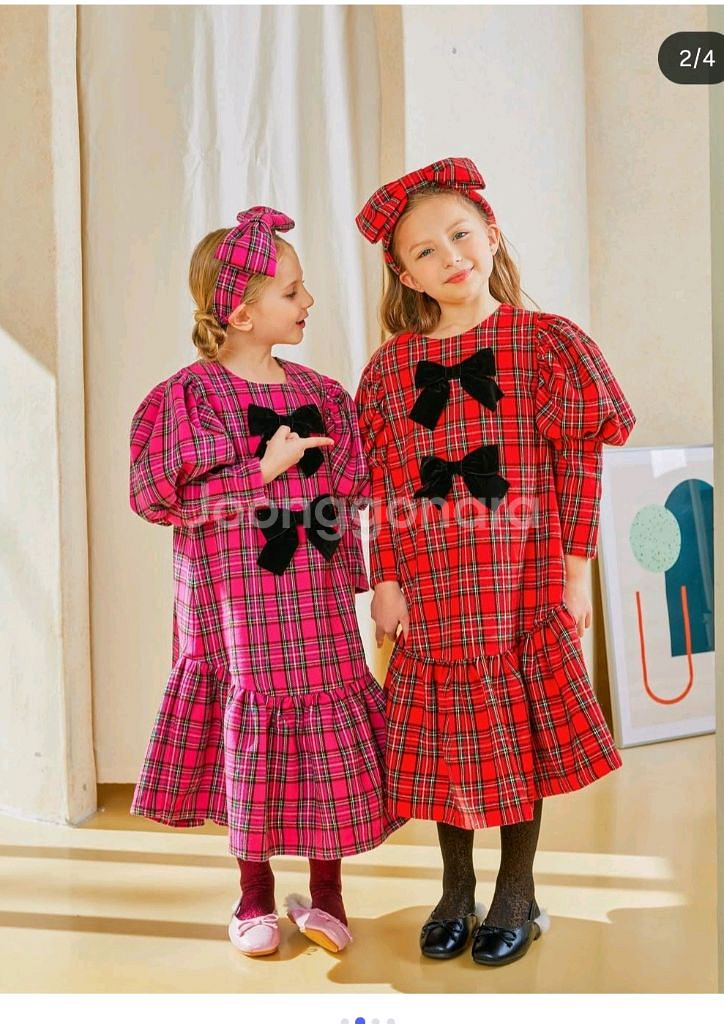 에이리틀 체크 리본 원피스 M--1