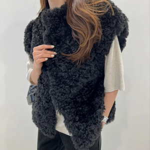 양털 조끼 베스트 블랙