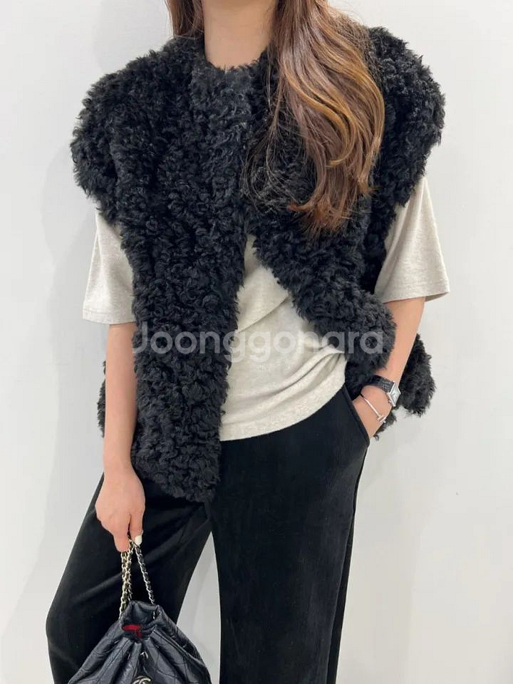 양털 조끼 베스트 블랙--3