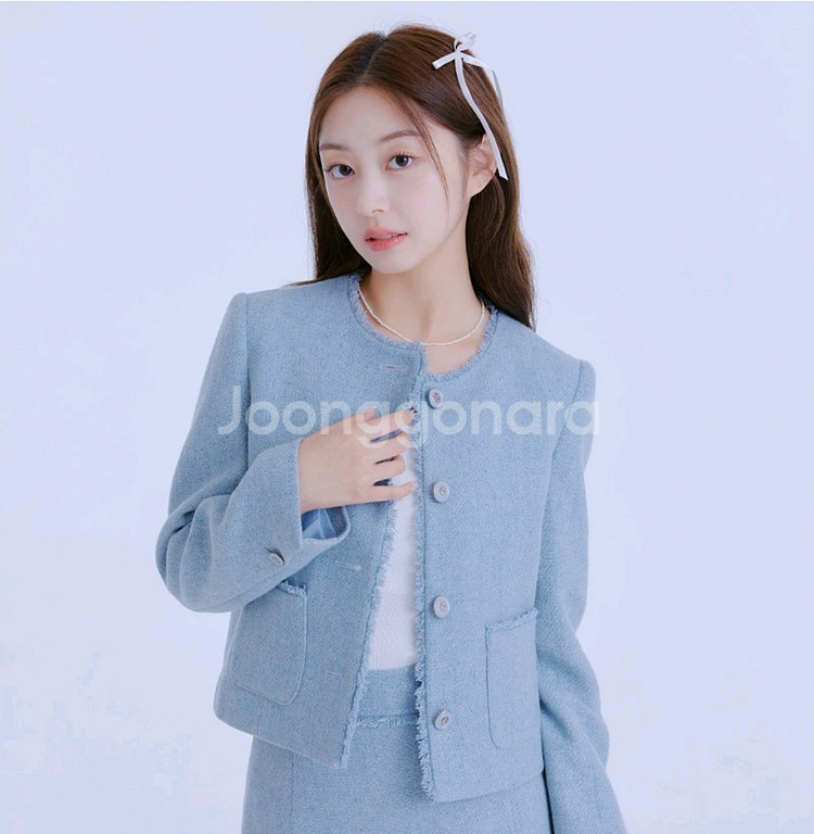 로엠 라운드 트위드자켓 m 새상품--0