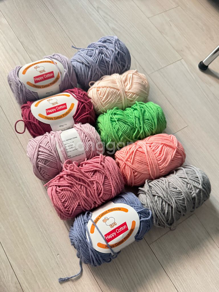해피코튼 뜨개실 일괄 10개 대부분 새제품급--0