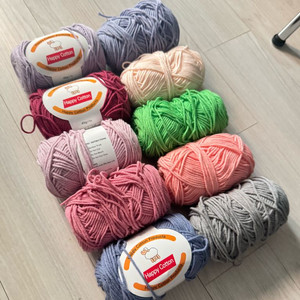 해피코튼 뜨개실 일괄 10개 대부분 새제품급