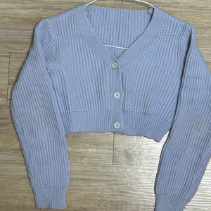 연보라 크롭 니트 가디건