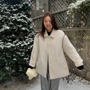 타낫 eto 알파카 울 하프코트 부클하프코트