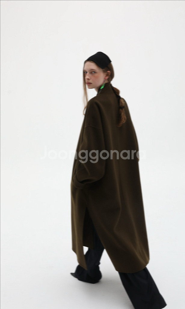 제이청 오버핏 카키색 코트--2