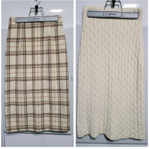 치마 2벌일괄 새옷수준 세컨드세컨 울 체크 스커트/ 르