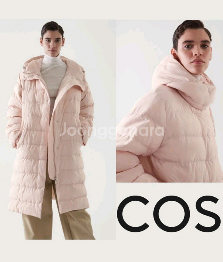 COS 코스 플라워다운 에코 패딩 코트 연핑크--0