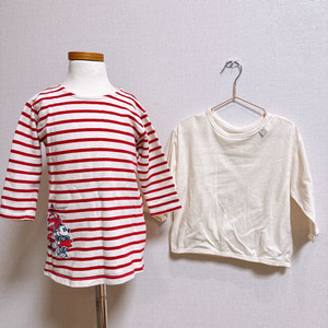 90사이즈 여아옷) 오뜨베베 기본티 + 디즈니 미니마우스 스트라이프티