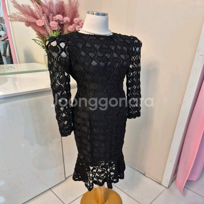 하객룩/연말룩/격식룩 레이스 머메이드 원피스 슬림핏 롱원피스--8