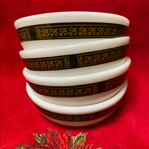 빈티지 파이렉스 에보니 샐러드볼 블랙골드 4pc