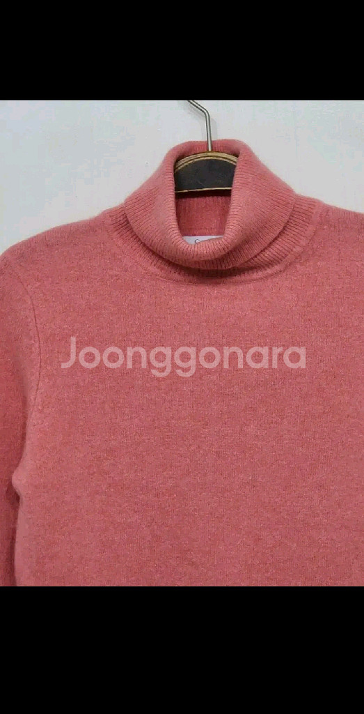 (S) 목폴라 캐시미어 니트 살구색 무지 터틀넥 스웨터--1