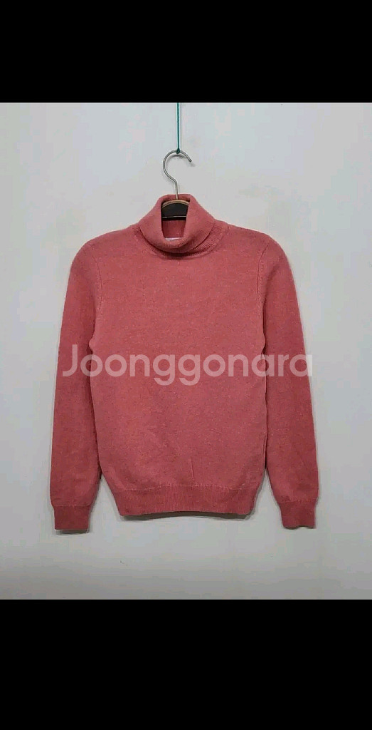 (S) 목폴라 캐시미어 니트 살구색 무지 터틀넥 스웨터--0