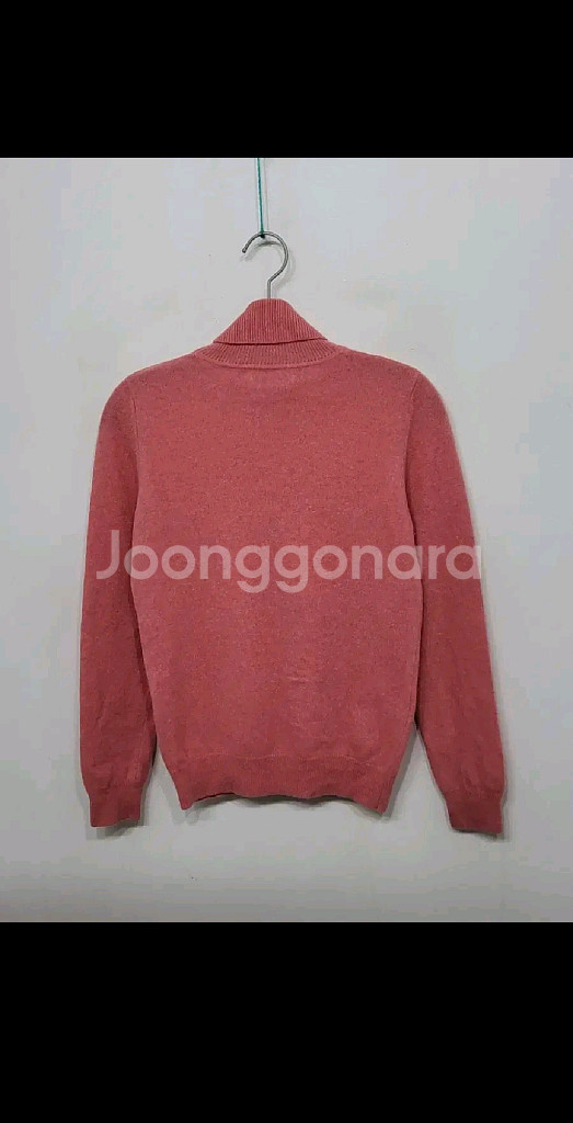 (S) 목폴라 캐시미어 니트 살구색 무지 터틀넥 스웨터--4