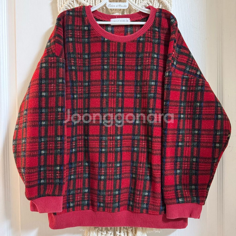 데일리베베 유아 아동 체크플리스 맨투맨 티셔츠 JS 130--1