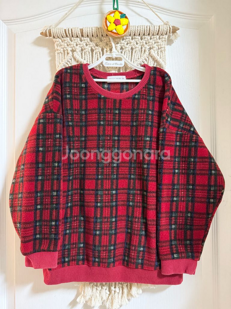 데일리베베 유아 아동 체크플리스 맨투맨 티셔츠 JS 130--0