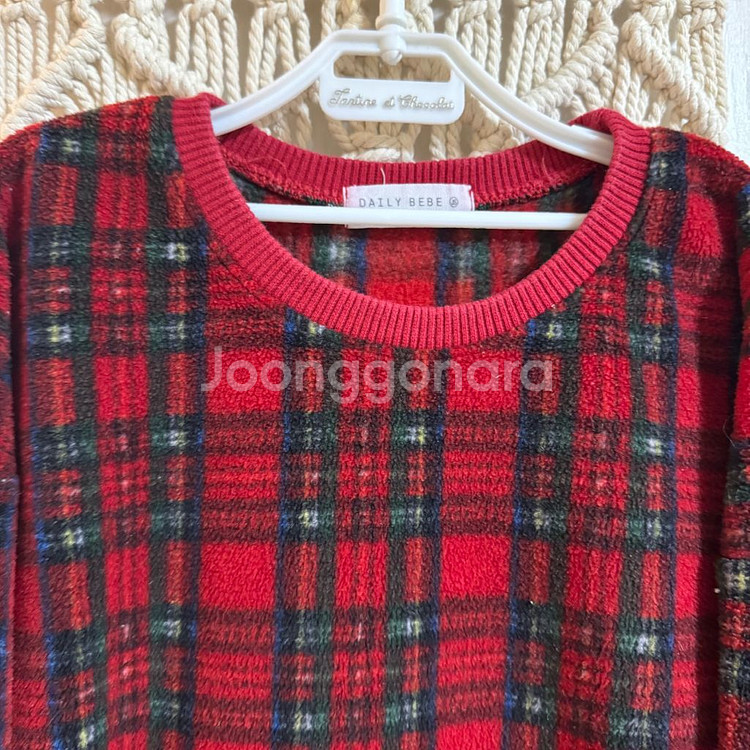 데일리베베 유아 아동 체크플리스 맨투맨 티셔츠 JS 130--2