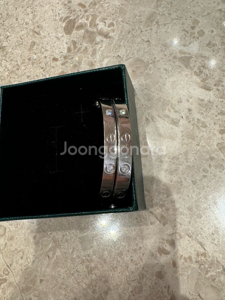 러브 팔찌 18k 화이트골드 천연다이아--2