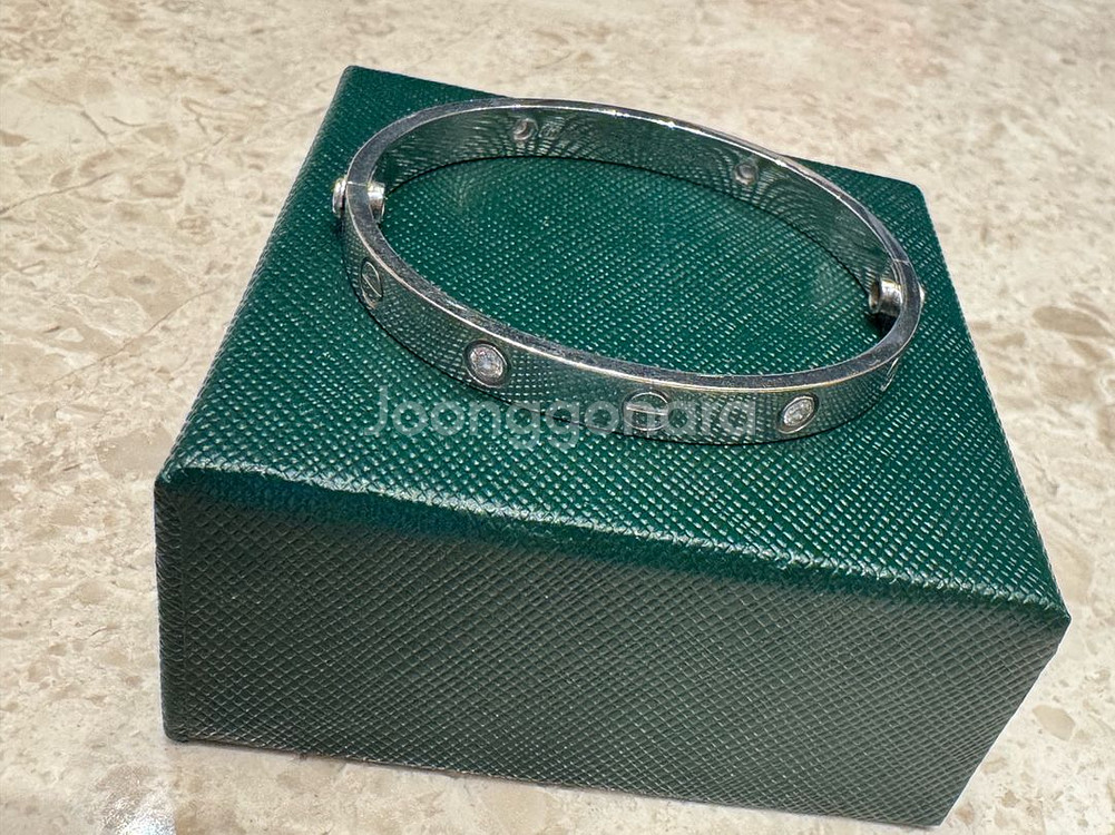 러브 팔찌 18k 화이트골드 천연다이아--0