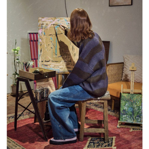 꼼파뇨 웨이브 브러쉬 스트라이프 니트 브라운퍼플 새상품