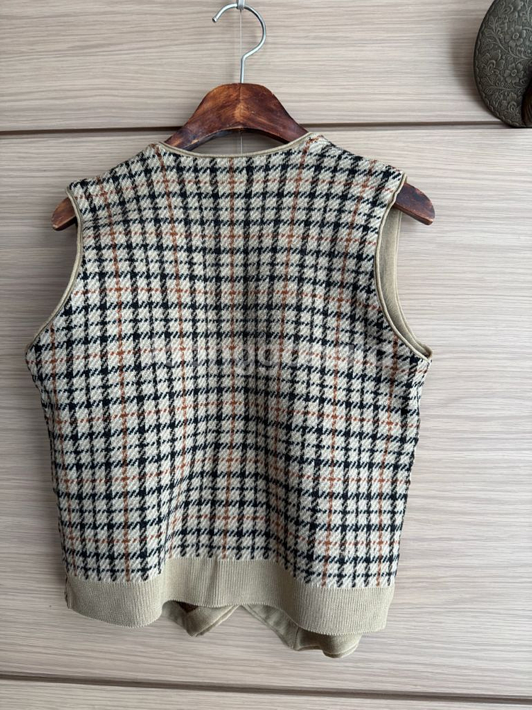 체크 패턴 조끼--4