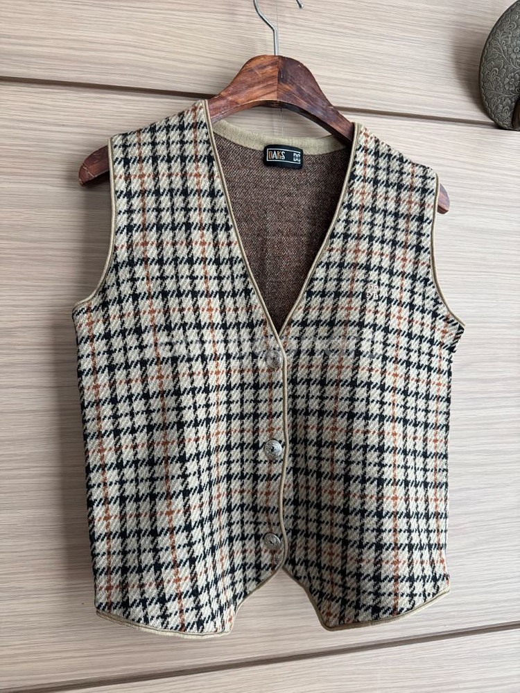 체크 패턴 조끼--6