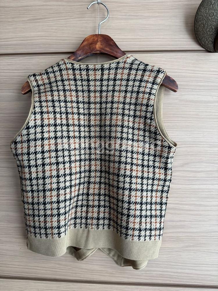 체크 패턴 조끼--7