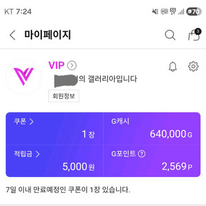 갤러리아 g캐시 95% 판매합니다