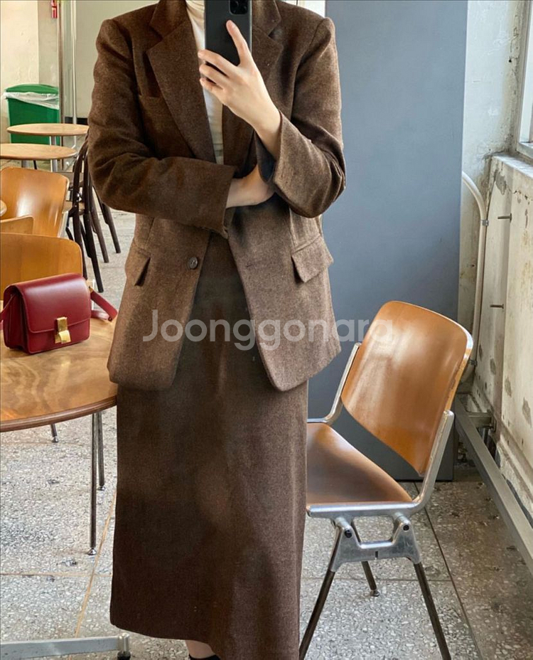 어그스트 베이지보울 노티드스튜디오 울 헤링본 자켓--3