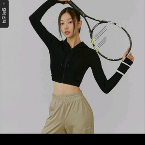 젝시믹스 슬림핏 크롭 후드 집업 블랙 M