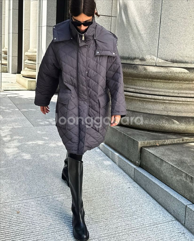 오르 ORR 에어퀼팅 후드 점퍼 차콜 S사이즈--2