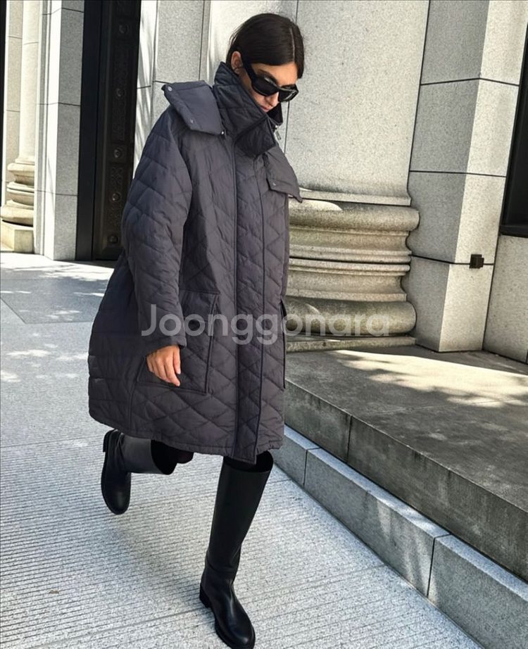 오르 ORR 에어퀼팅 후드 점퍼 차콜 S사이즈--3