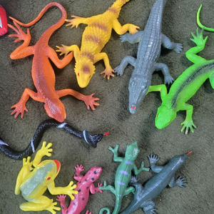 파충류/양서류 동물 피규어 모음 (도마뱀/뱀/개구리) 이미지