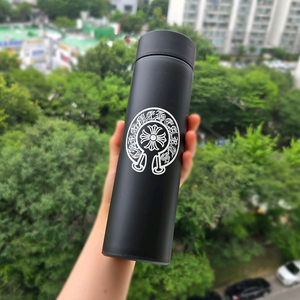 크롬 패턴 텀블러 온도 표시 텀블러 보온병 물병 블랙