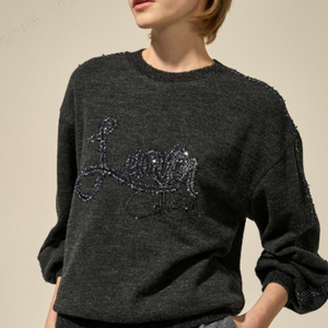 랑방 비즈 볼륨소매 니트 55~66