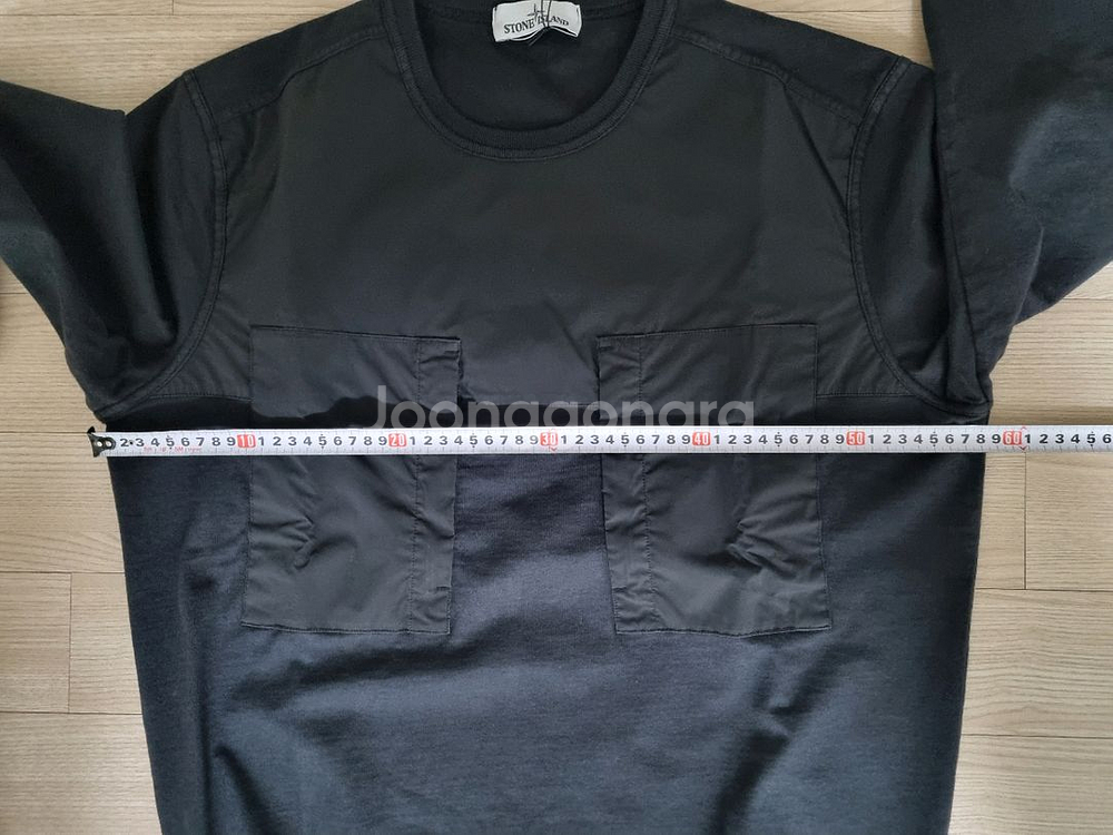 스톤아일랜드 가먼트다잉 투포켓 맨투맨L 블랙--6